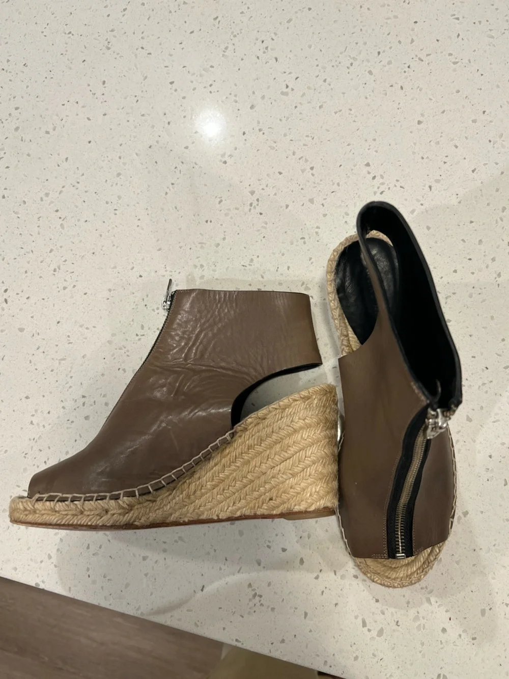 Celine Paris Brown Leather Espadrille Wedge Sandals EU 39